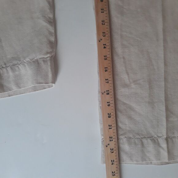 Charter Club Linen Cropped Pants Womens 16 Cream Front and Back Pockets - Picture 7 of 9